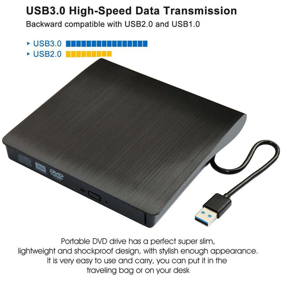USB 3 0 тонкий внешний DVD RW CD записывающий привод устройство для чтения оптические