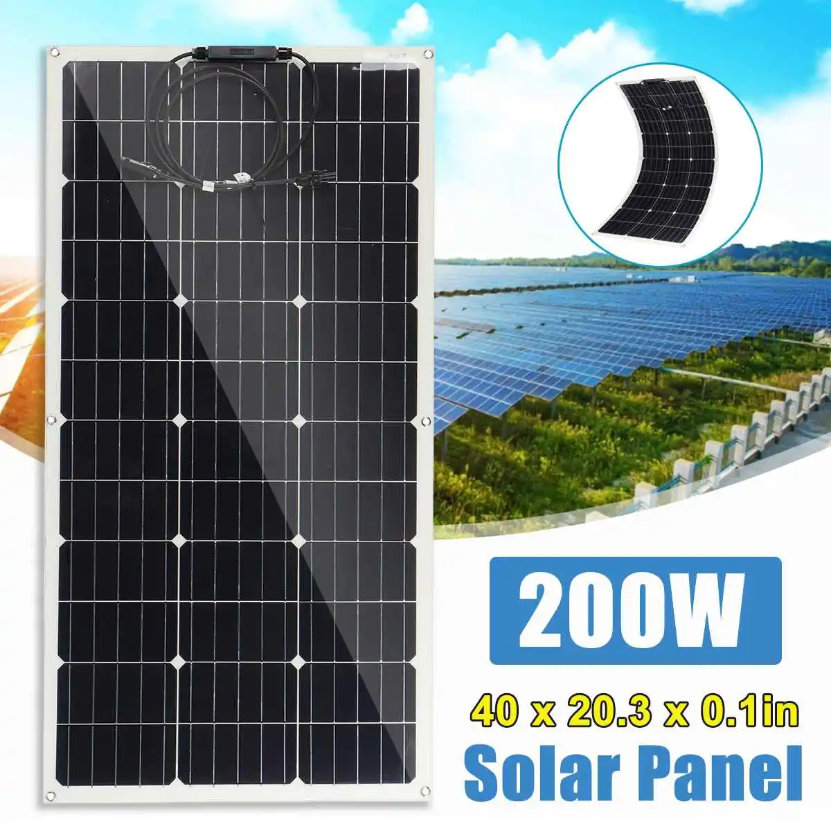 

Новая гибкая монокристаллическая солнечная панель 18 в 200 вт для автомобиля/лодки/дома, солнечная батарея может заряжать водонепроницаемую ...
