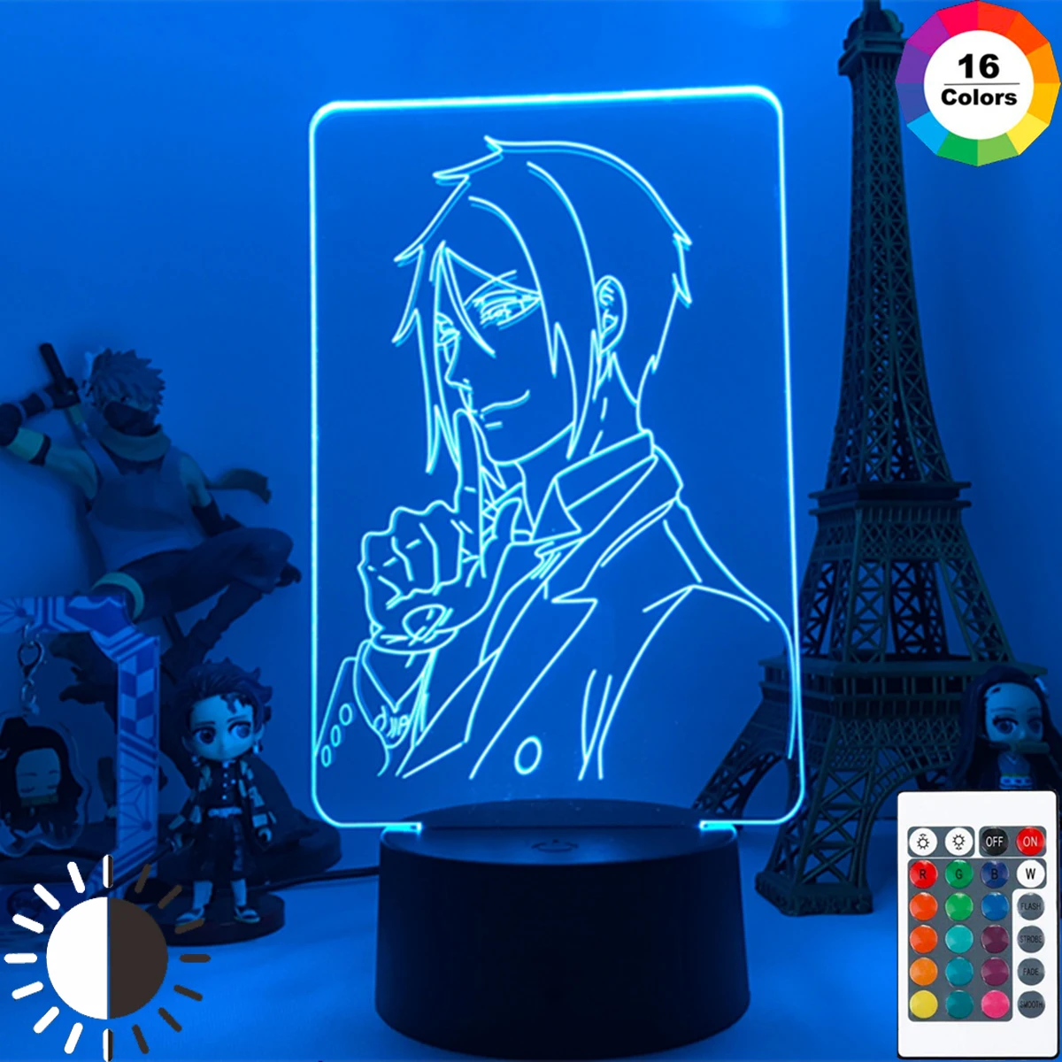 

Аниме 3d настольная лампа фигурка черного Батлера Себастьян михаелис для спальни украшение Красочный ночник аниме подарок Kuroshitsuji