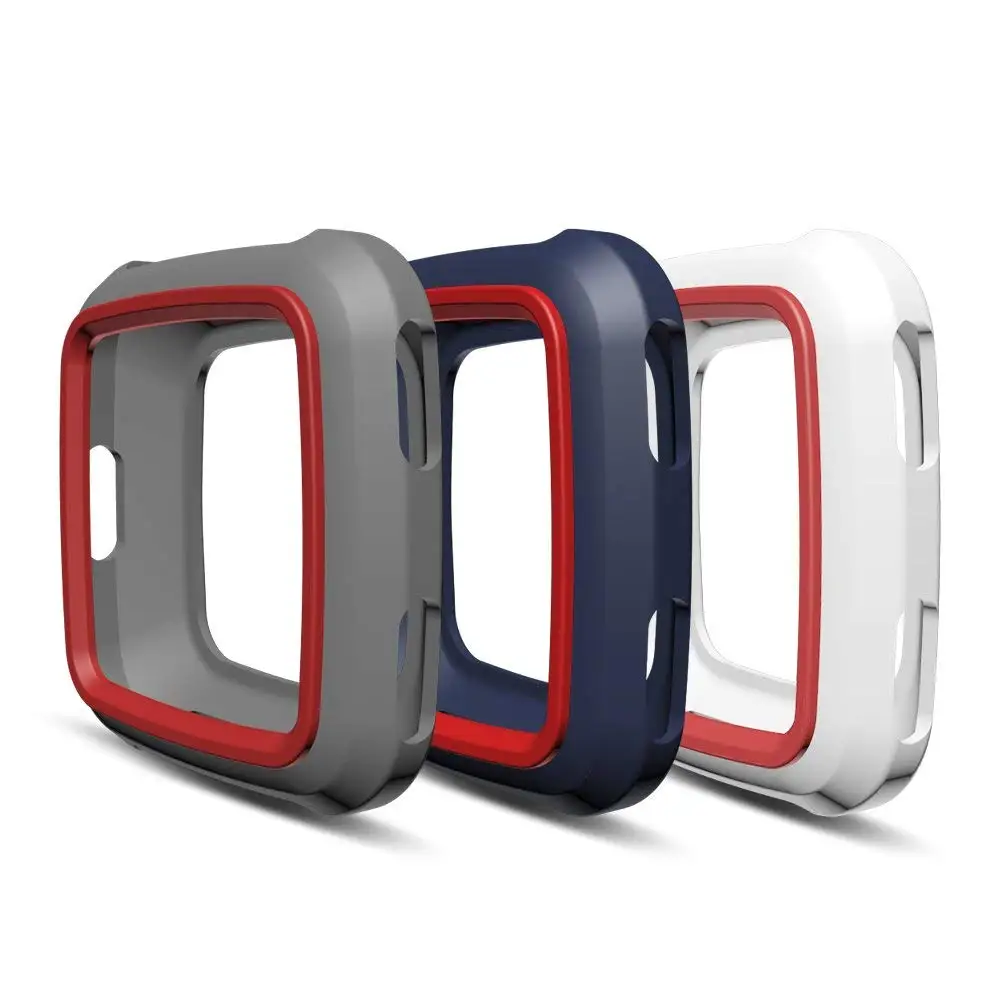 White-Gray-Blue AWINNER цветной, мягкий, из ТПУ чехол для Fitbit Versa полный экран Силиконовые серьги Чехол для Fitbit Versa Smartwatch Case - Цвет: White-Gray-Blue
