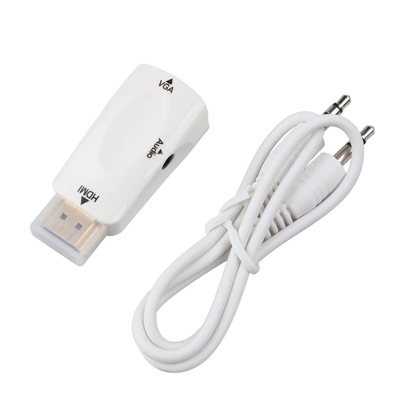 Адаптер HDMI-совместимый с гнездом VGA конвертер аудиокабелем FHD 1080P 720P 480P для ПК