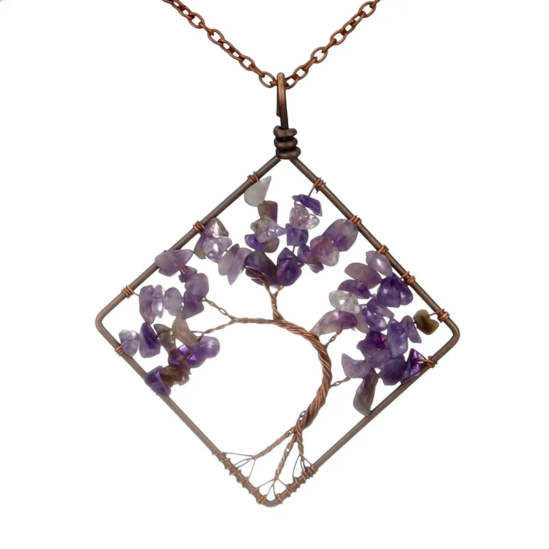 Ожерелье с подвеской Древо жизни из натурального камня | Украшения и аксессуары