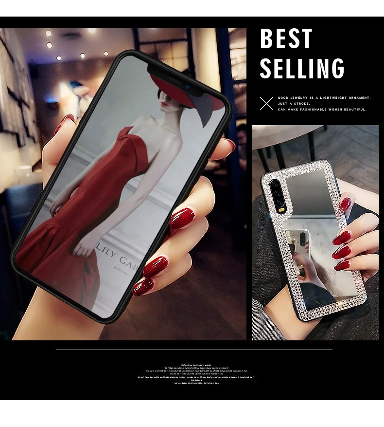 Женский зеркальный чехол со стразами и для телефона Huawei P40 P20 P30 Mate 40 20 30 Pro Lite