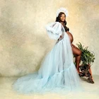 Скромное Тюлевое платье халат для беременных платье для фотосессии для беременных легкое платье для беременных с оборками Недорогие женские платья для фотосъемки