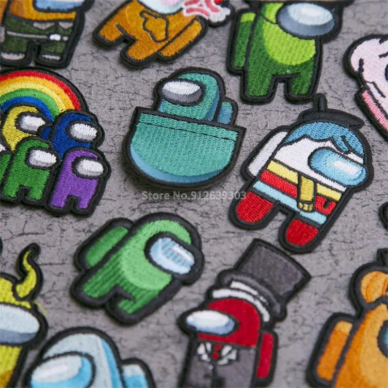 

Game Role Patch Cartoon Embroidery Iron On Patches Who Is The Ghost Game Pattern DIY Bag Decoration Clothing Repair Accessories