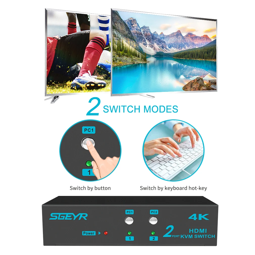 SGEYR 2 порта USB HDMI KVM переключатель для двойного монитора 4 порт sup 4K x 2K клавиатура
