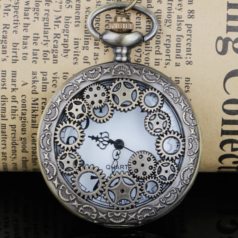 

Steampunk Retro Vintage Hollow Gear Quartz Pocket Watches Necklace Pendant Women Men's Gifts