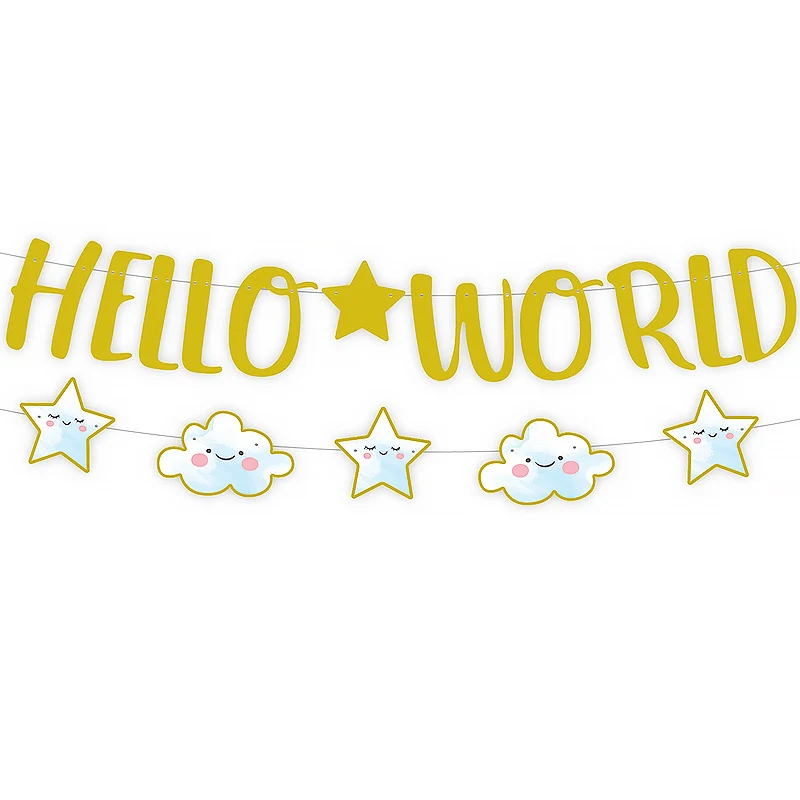 Leeiu Hello World спортивный костюм детские баннеры для дня рождения розового и синего