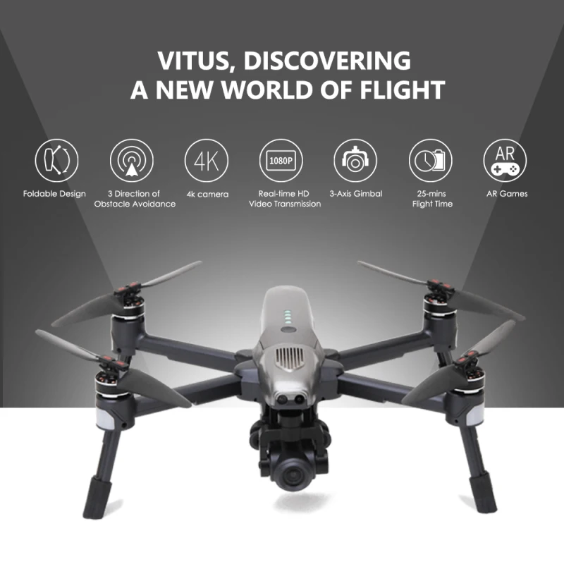 Профессиональная воздушная Смарт WI-FI FPV дрона с дистанционным управлением Вита 320 3-осевой и портативный монопод с шарнирным замком в формате 4K UHD, Камера инфракрасный избегание AR игра