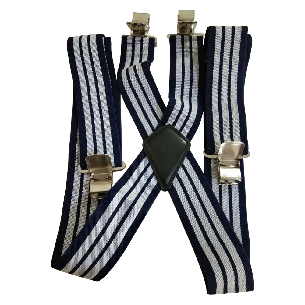 

Men Apparel Accessory Heavy Duty Adjustable Suspender Solid Braces Adults Swivel Hook Elastic X Back 4 Clips