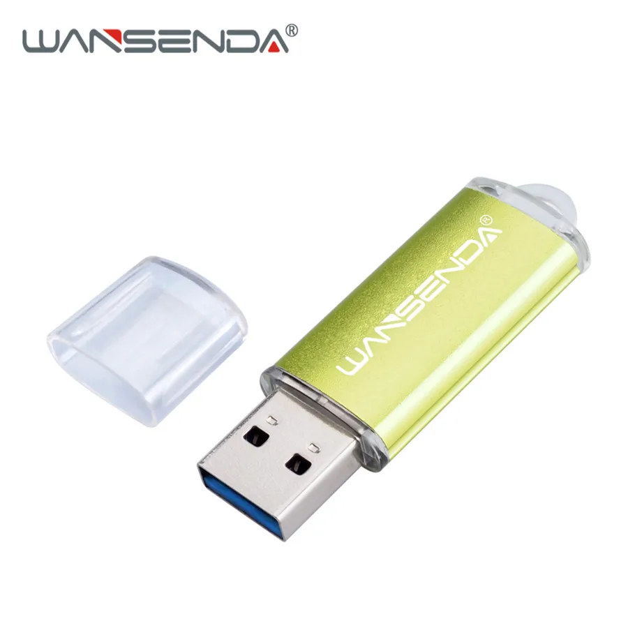 Зеленый Новинка WANSENDA флеш-накопитель USB 3,0, 128 ГБ, 64 ГБ, металлическая ручка-накопитель, 32 ГБ, 16 ГБ, 8 ГБ, флешка, 256 ГБ, Высокоскоростной USB 3,0, флеш-карта памяти - Цвет: Зеленый