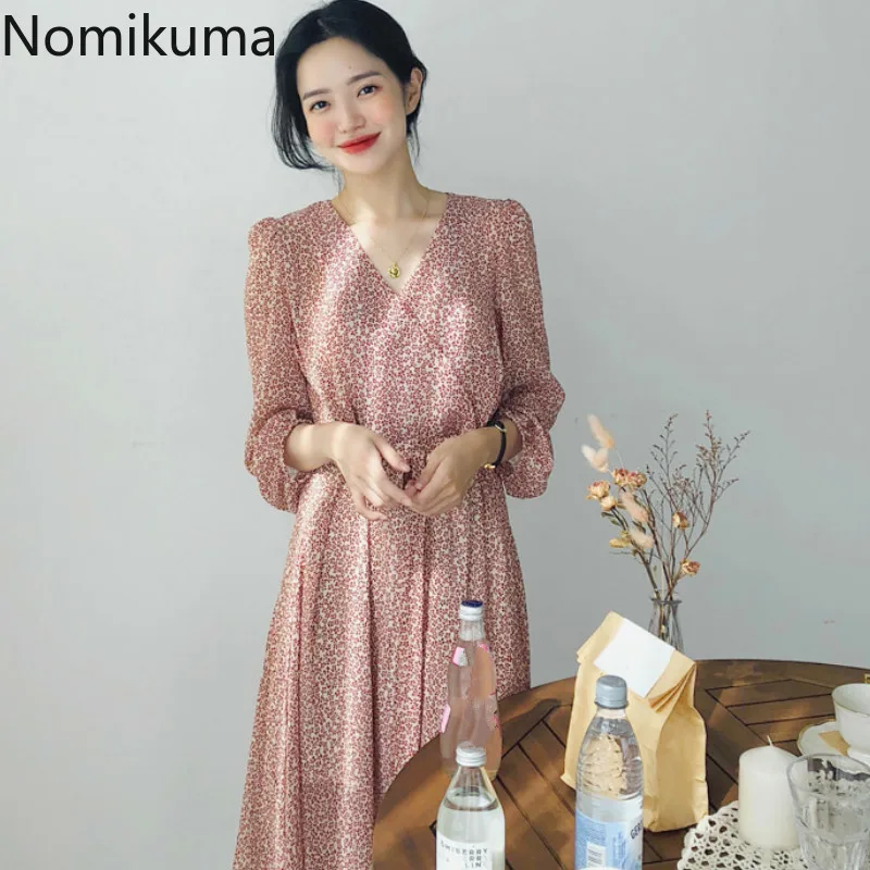 Шифоновое платье Nomikuma на завязках с тонкой талией женские винтажные