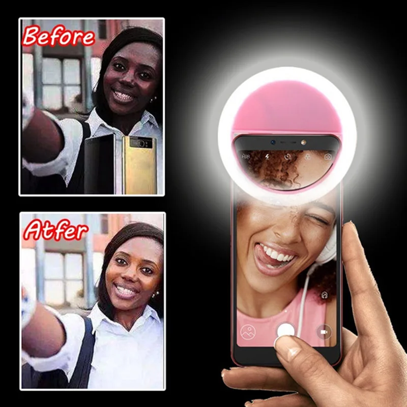 

Portable LED Selfie Led Ring Light 3 Level Brightness With Clip Luminous Ring Light For iPhone 8 7 6 Plus Xiaomi Samsung