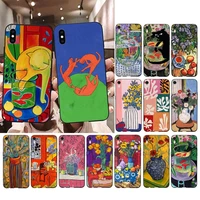 henri matisse cat flowers art painting phone case for iphone 13 11 12 pro xs max 8 7 6 6s plus x 5s se 2020 xr cover