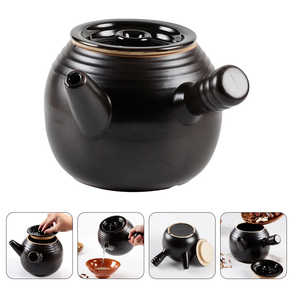

1pc Chinese Medicine Pot Retro Casserole Skillet Ceramic Stew Pot Boil Medicine Pot