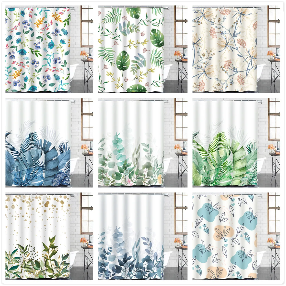 

Высококачественная занавеска для душа из ткани с цветами, водонепроницаемые декоративные подвесные занавески для ванной с растениями 180x180 ...