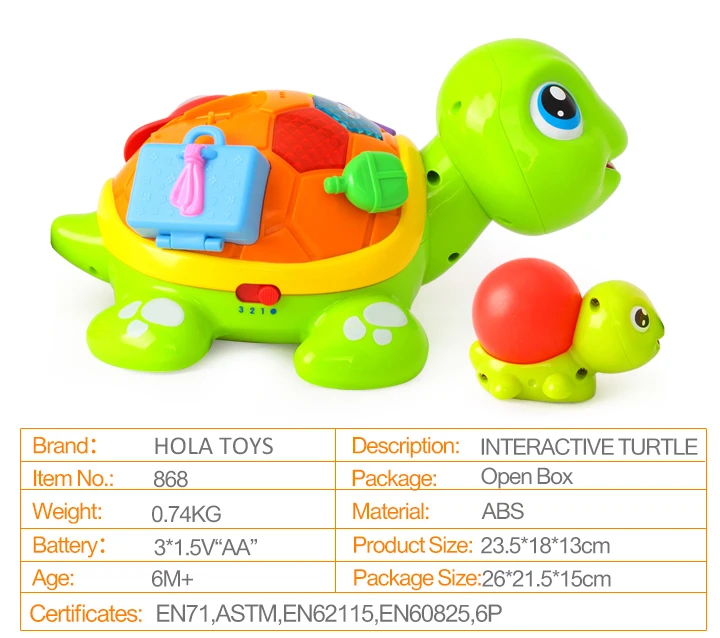 HOLA игрушки 868 родитель-ребенок Черепаха Интерактивная B/O электрическая головоломка животных Черепаха малыш ползает детские игрушки Gitfts