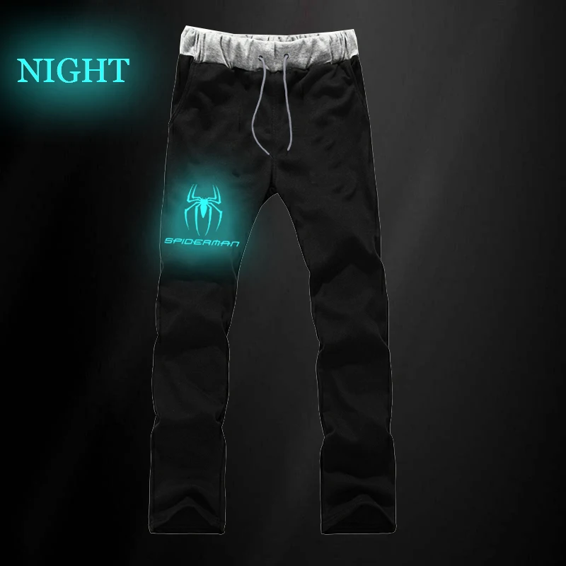 Человек-паук светящиеся повседневные штаны с карманами Мужские для косплея бег