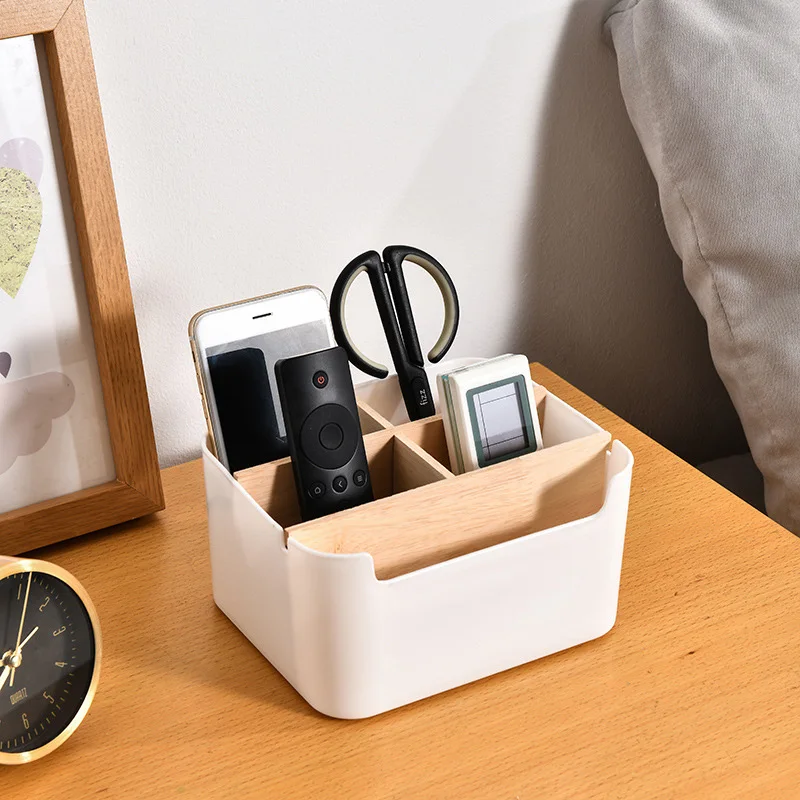 

Home Nordic Sundries Box Wooden Cover Separator Organizing Desktop Storage Box Living Room Small Parts Organizing Box Shelf