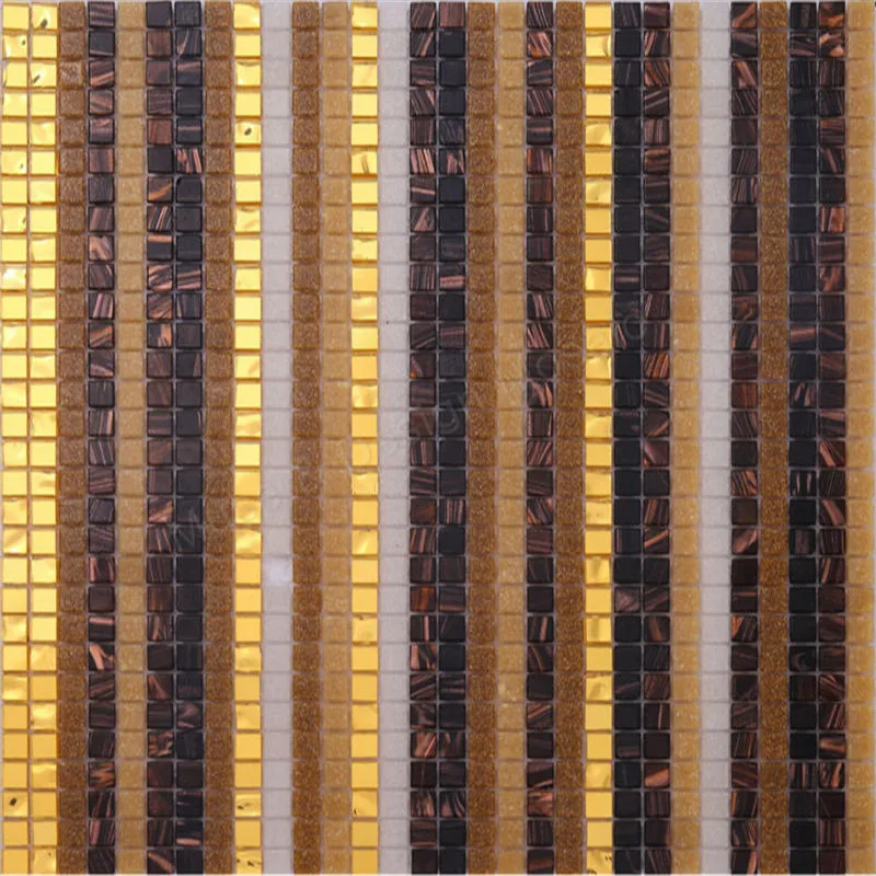 Золотистая черная мозаика пазл с рисунком линий художественная стеклянная для
