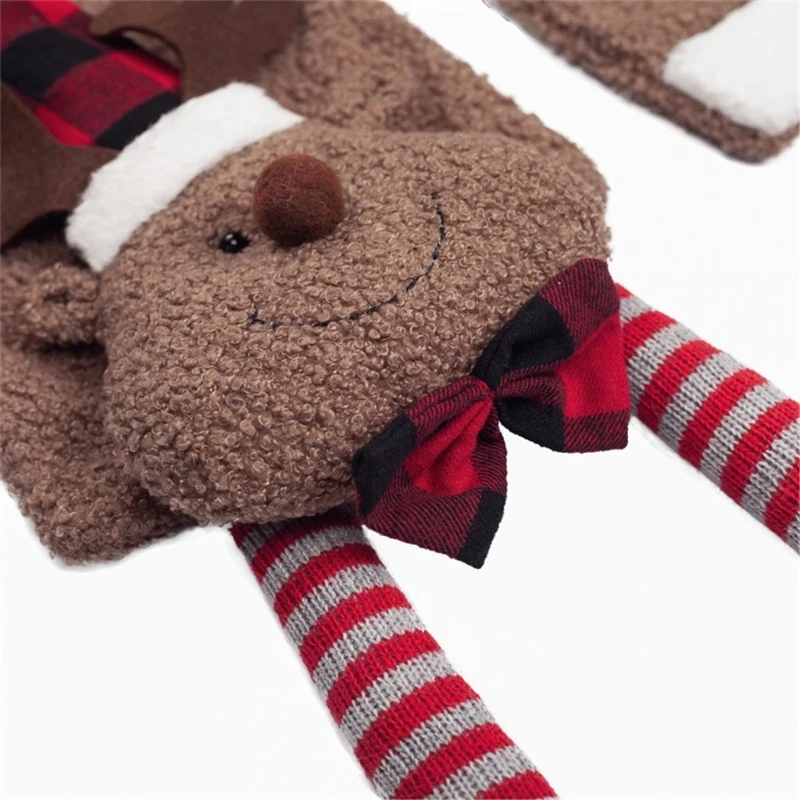Bufanda de Cachemira suave de 50lb de alce, bufandas largas a cuadros de B&uacute;falo, chal Unisex de Navidad-3