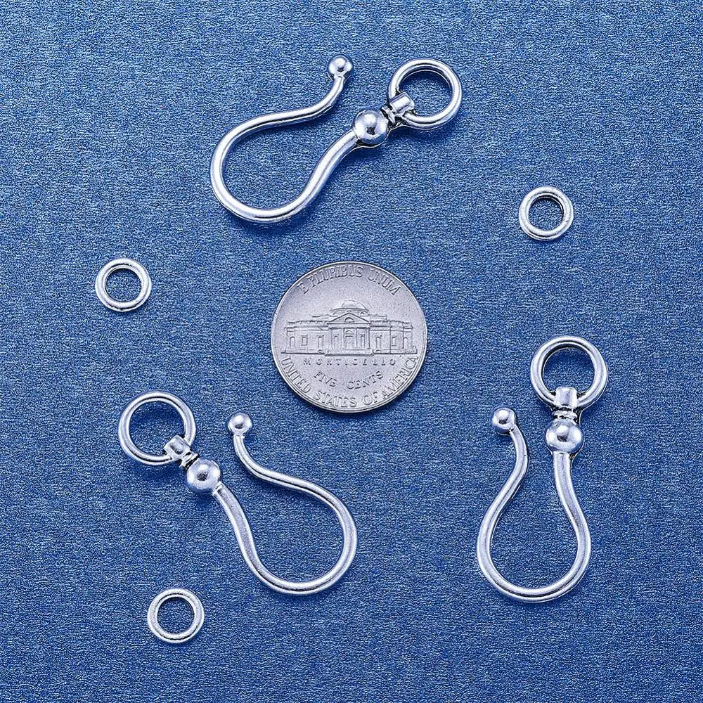 Buy 200Sets Tibetan Style S Hook Clasps for Necklace Bracelet Making Cadmium Free & Lead Antique Silver Hook: 38x16x8mm on