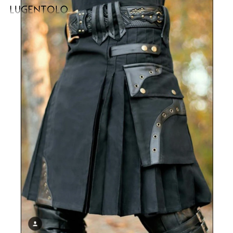 

Винтажная юбка Kilt для мужчин, Шотландия, средний мир, ретро, Англия, черная, большие размеры, танцевальные мужские короткие юбки Lugentolo