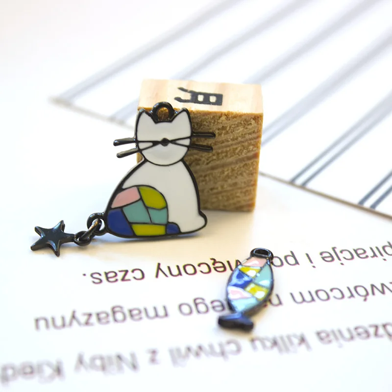 Новая Асимметричная подвеска сделай сам в виде кошки и рыбы простые аксессуары