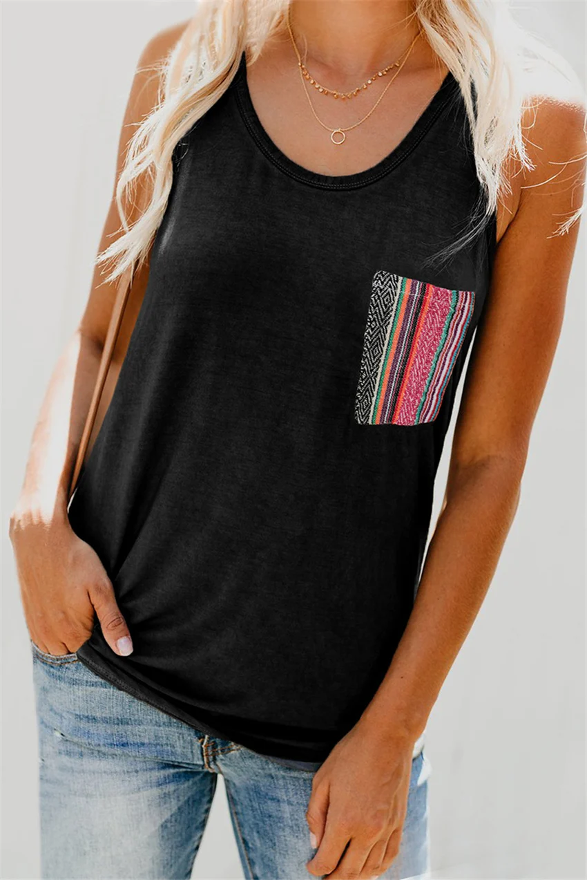 Женская майка с карманом мягкая хлопковая без рукавов повседневные майки