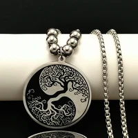 new celtic tree of life necklace stainless steel sweater chain long necklace round pendant women fashion jewelry creative gift