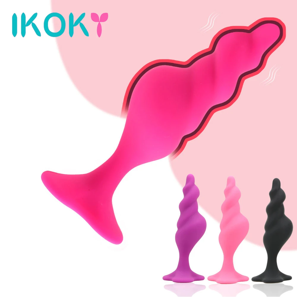 Силиконовый массажер простаты IKOKY анальная пробка с нитью анальный