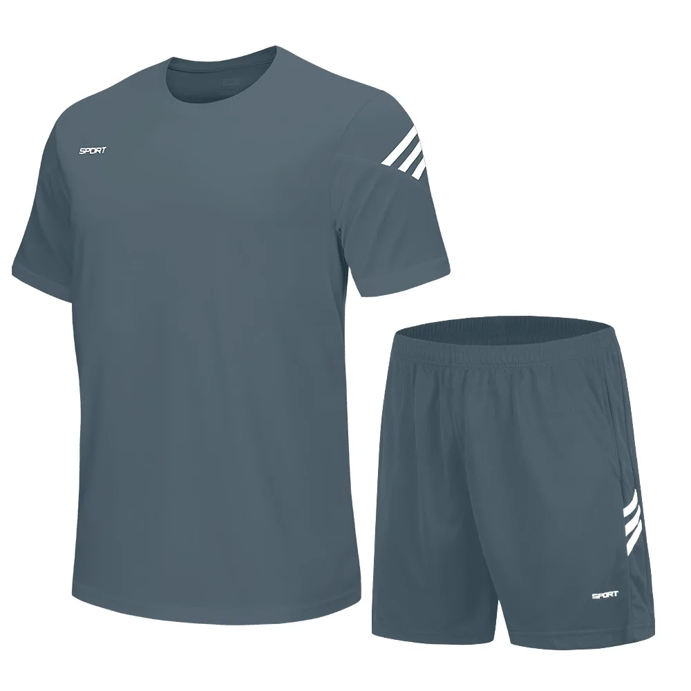 Костюм для бега Мужская дышащая быстросохнущая спортивная одежда футболка с