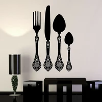 Spoon Knife Fork Wall Stickers Vinyl Decal Flatware Cutlery Kitchen Restaurant Decoration Wall Stickers Home Wallpaper M24