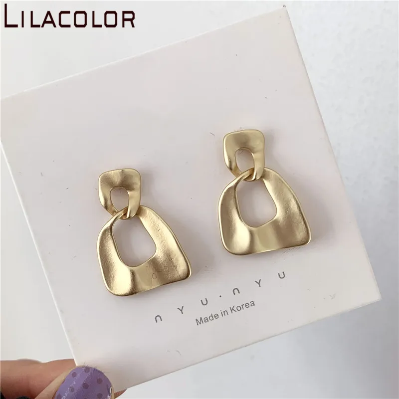 Винтажные простые неправильной формы геометрические полые Висячие серьги для