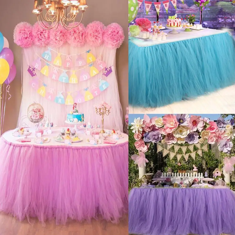OurWarm с вуалью и балетной пачкой Юбка для стола Тюль Tablewear для Baby Shower или для вечеринки по случаю вечерние Свадебные украшения Юбка для стола ing дома вечерние Декор Текстиль