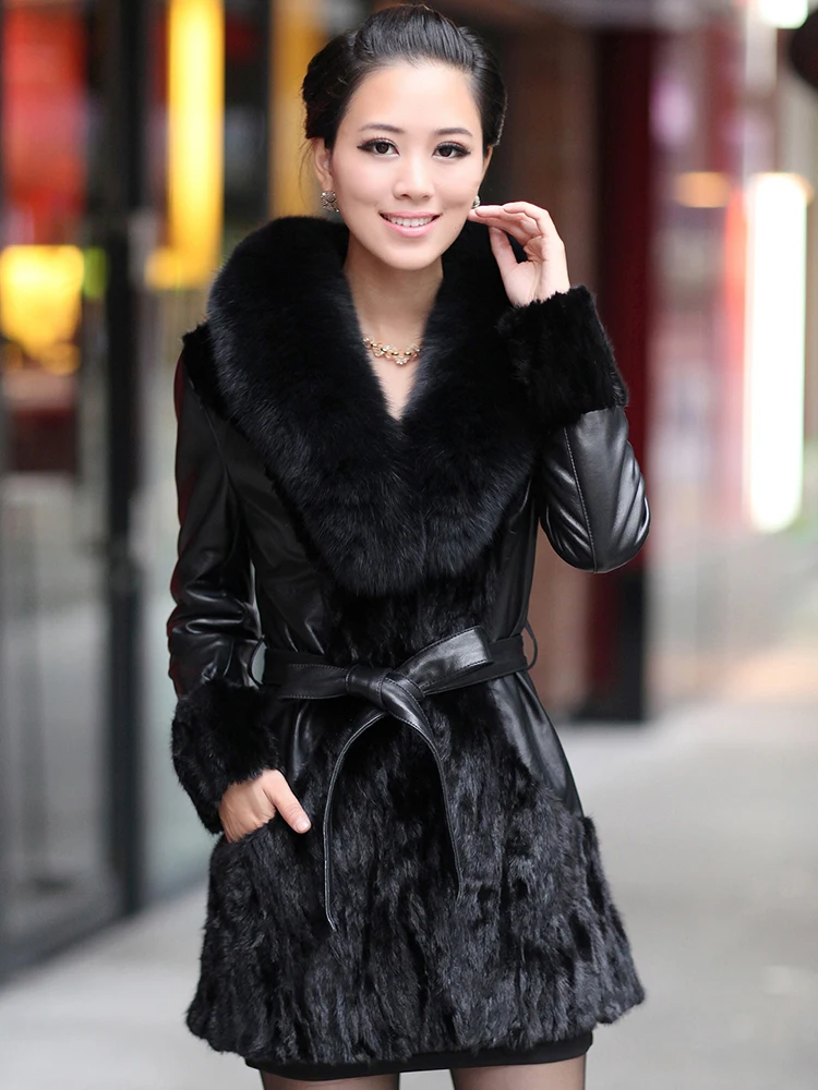 Пальто из натурального меха норки Женская куртка натуральной кожи Зимняя