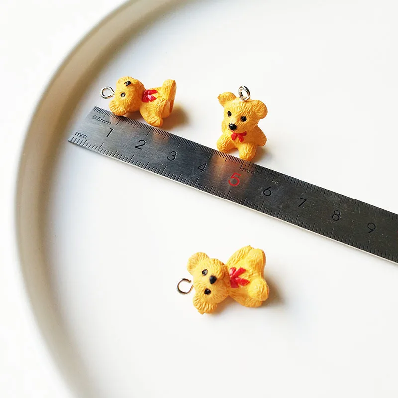 10pcs Lovely 3D Bear Resin Charms Pendant Findings Diy for Jewelry Making Small Bear Keychain Necklace Crafts Handmade Accessory image 5