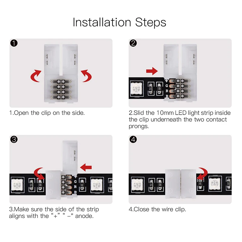 Светодиодная лента разъем 10-Pack 4Pin 8 мм 10 Бесконтактный соединитель для SMD5050 2835 RGB s |