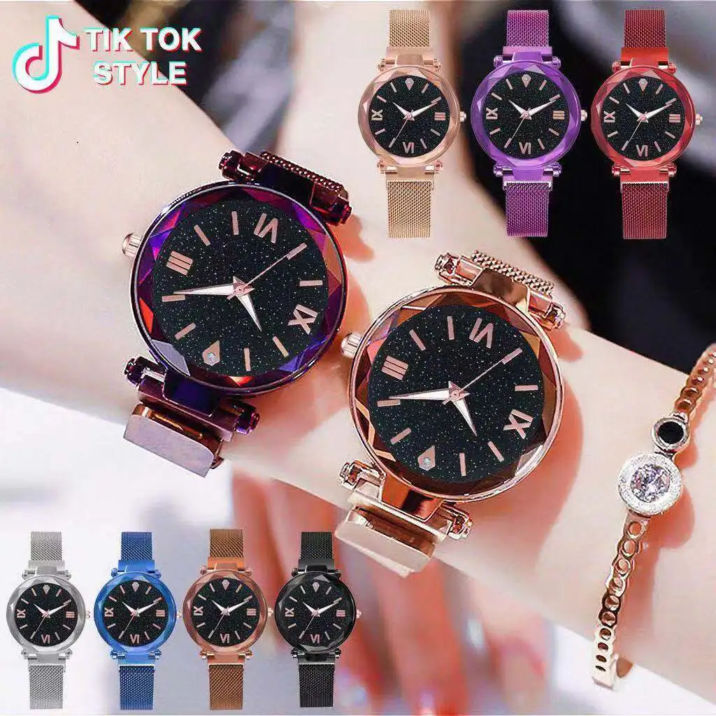 reloj mujer Magnet Watch Women Casual Luxury Starry Sky Quartz Watches Relogio Feminino Roman Gift Clock | Наручные часы