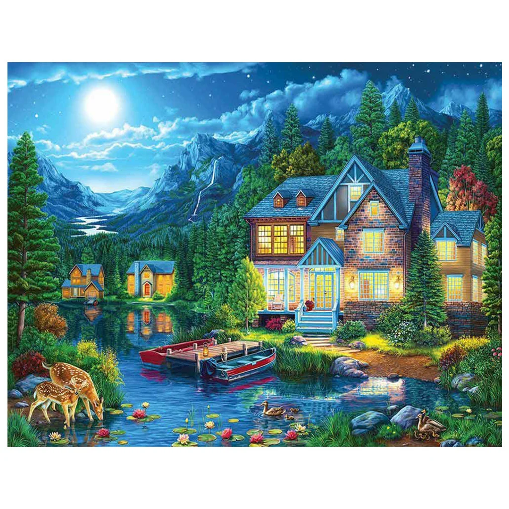 

5D landscape square drill full drill house tree DIY cross stitch decorative painting 40 * 50cm for sale