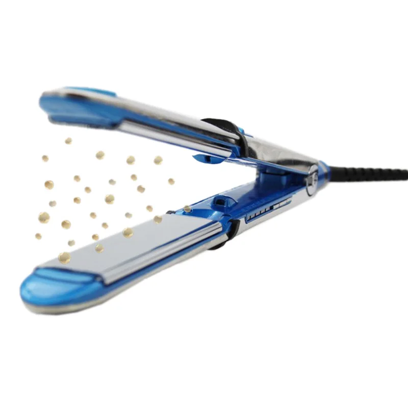 Нано титановый плоский утюжок керамический для завивки волос со светодиодным