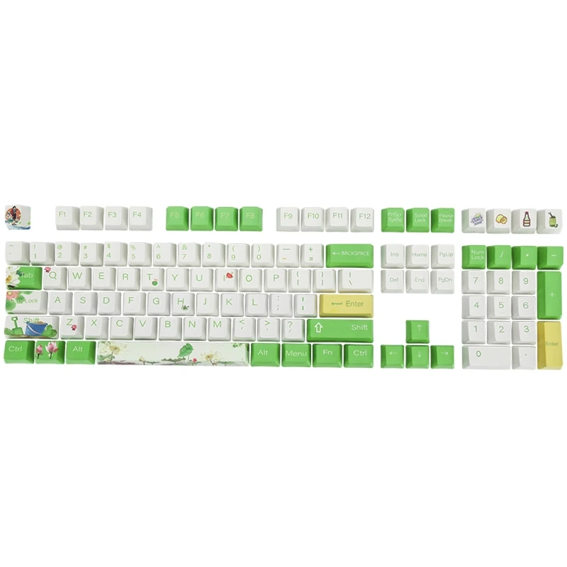 

108 Keys OEM Lotus Leaves Water Lily Pool PBT Keycaps DYE Sublimation For GH60 GK61 61 64 87 104 Mechanical Keyboard