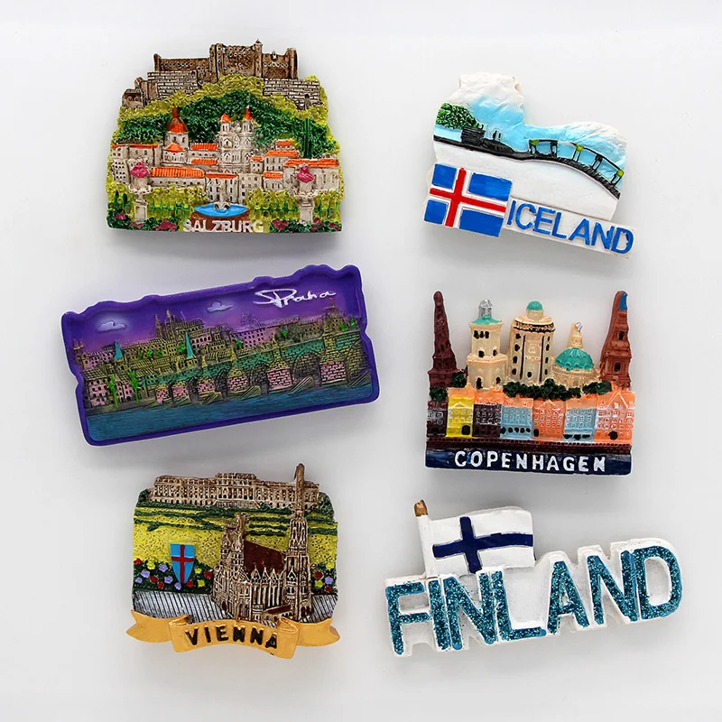 Copenhagen Prague Finland Spain bullfighter Germany refrigerator sticker fridge magnets gift World Tourism refrigerator sticker