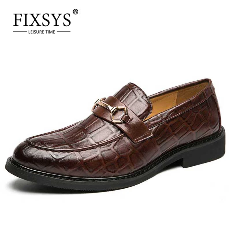 

FIXSYS кожаные мужские лоферы под крокодиловую кожу с узором-оксфорды с острым носком; Дышащие слипоны; Обувь для вождения; С пряжкой; Большие р...