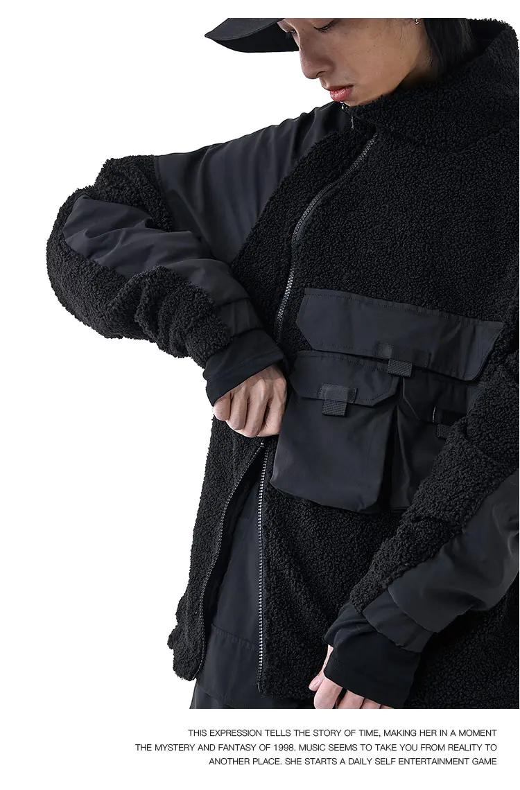 Pupil travel Wool warm jacket pullover with both side wearable front molle front pockets  molle techwear streetwear harajuku
