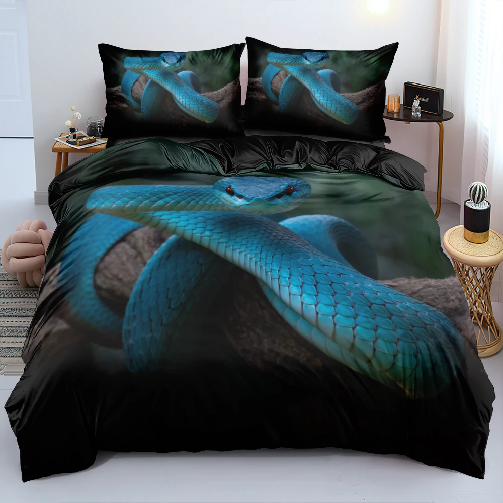 3D Blue Snakeskin Bedding Set Custom Design Comforter/Duvet Cover Set Twin Queen King Size 173x230cm Soft Bed Linen for Child