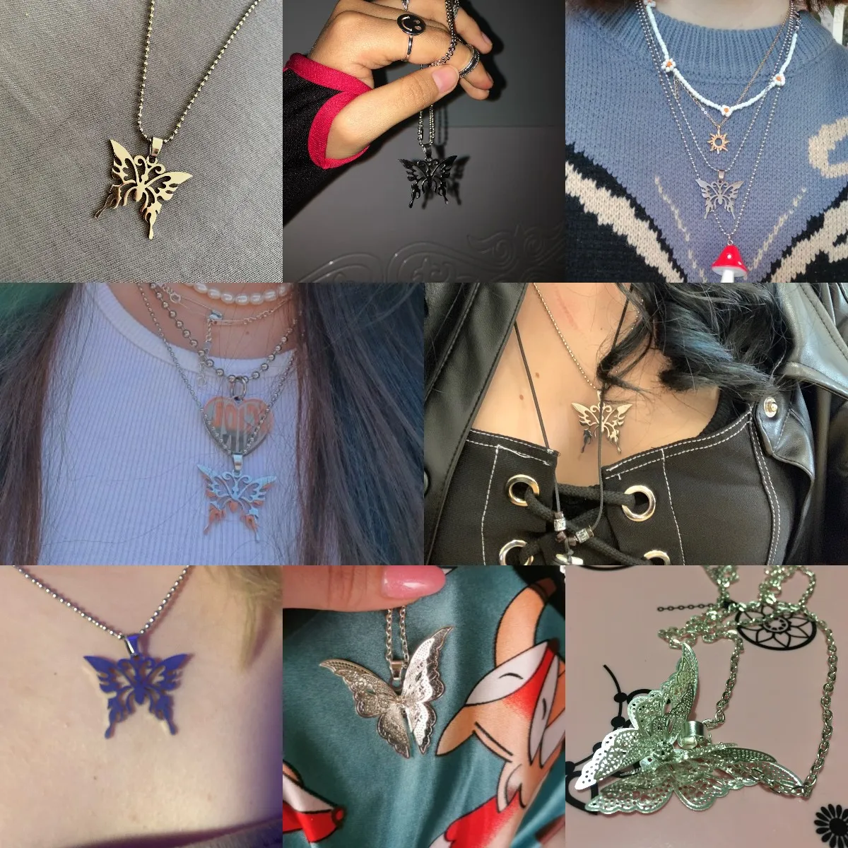 

Sexy Butterfly Pendant Necklace Stainless Steel Goth Fashion Jewelry Men Women Necklace Punk Commemorate Costume Jewelry