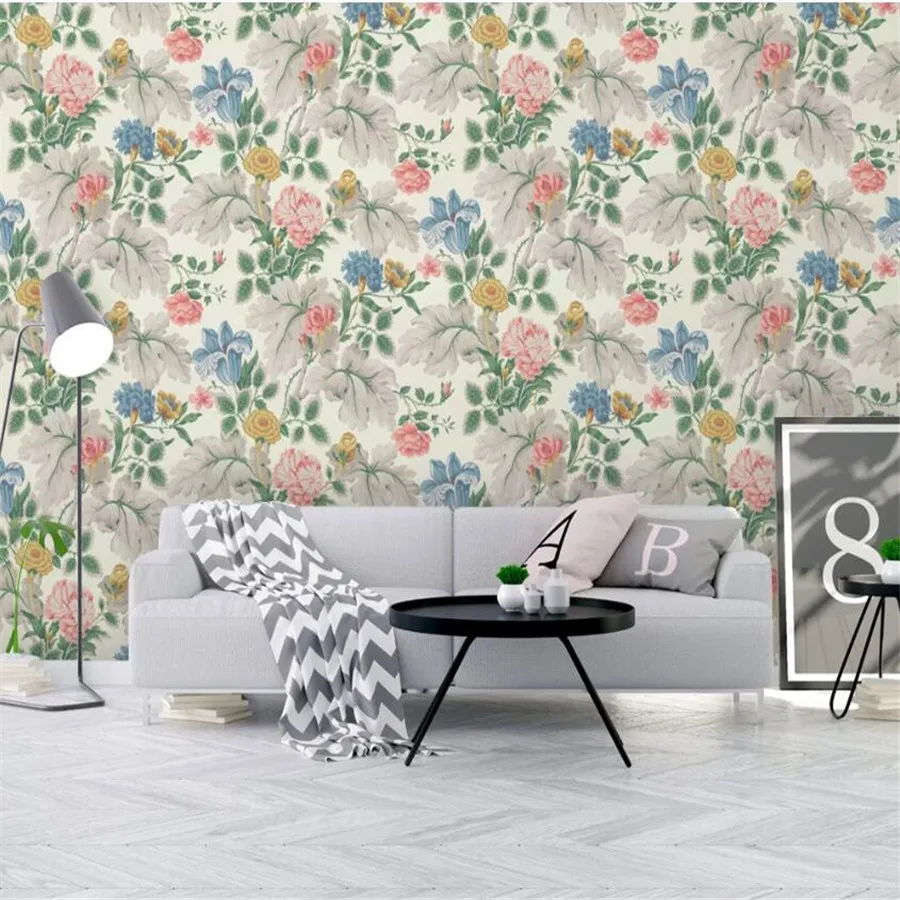 

Milofi пользовательские 3d обои настенная Скандинавская абстрактная ручная роспись цветы и растения гостиная фон украшение на стену живопись