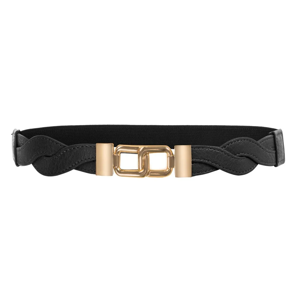 

Women Vintage Braided Waist Belt Ladies Metal Buckle Stretchy Waistband Retro Punk Gothic Girls Metal Buckle Stretchy Waist Belt