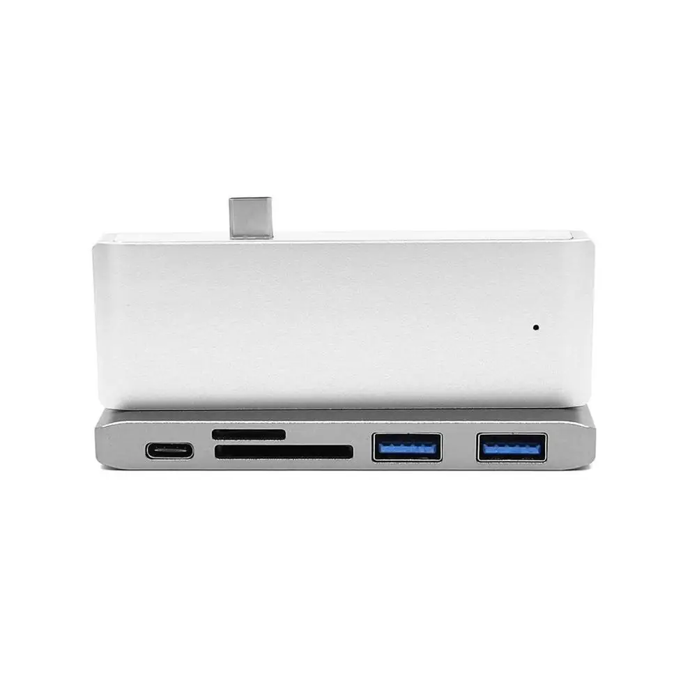 Sliver LESHP 5 в 1 type C к USB 3,0 концентратор адаптер для зарядки синхронизации данных считыватель карт многопортовый комбинированный конвертер для Macbook Pro 1" 15" - Цвет: Sliver